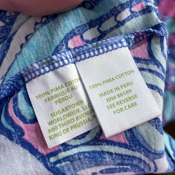 Lilly Pulitzer Women L Alida Boatneck 3/4 Sleeve Top Multi Sea Jewels Blue Pink - Picture 13 of 14